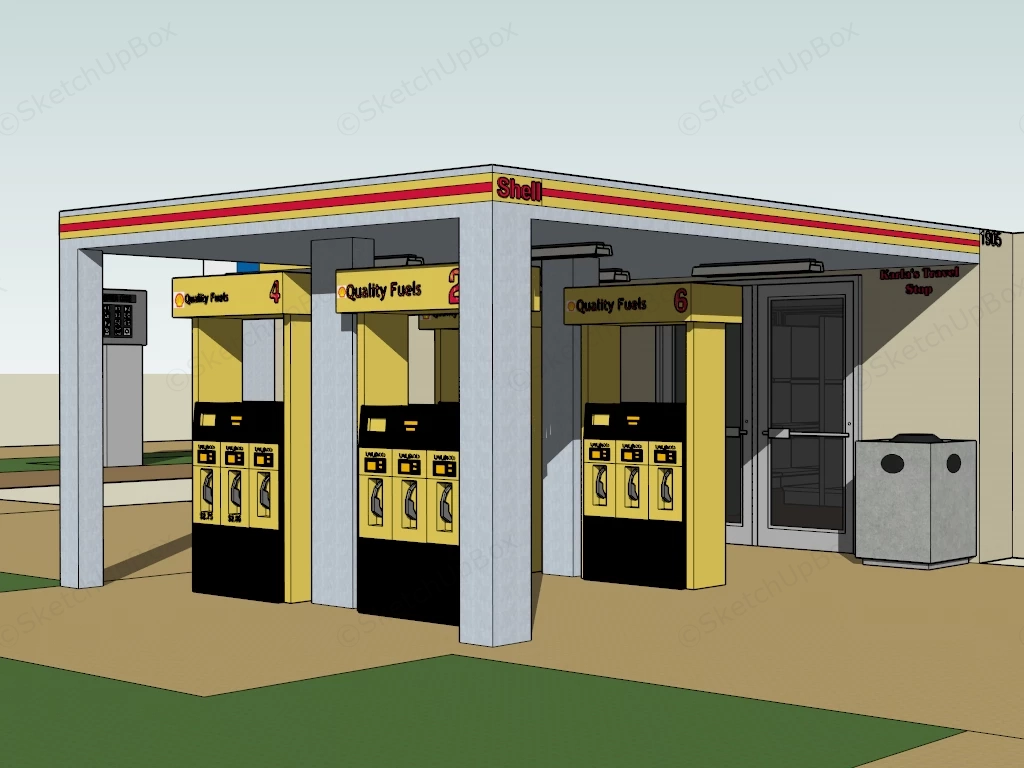Shell Fuel Station sketchup model preview - SketchupBox