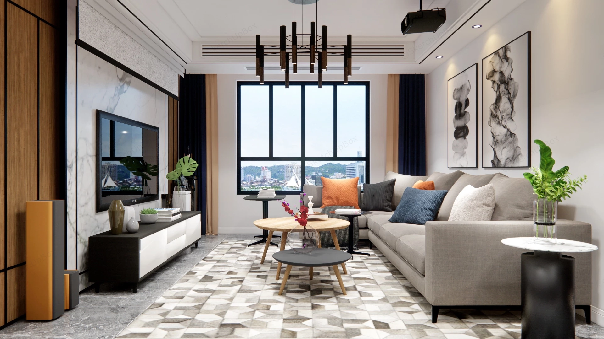 Small Space Living Room sketchup model preview - SketchupBox