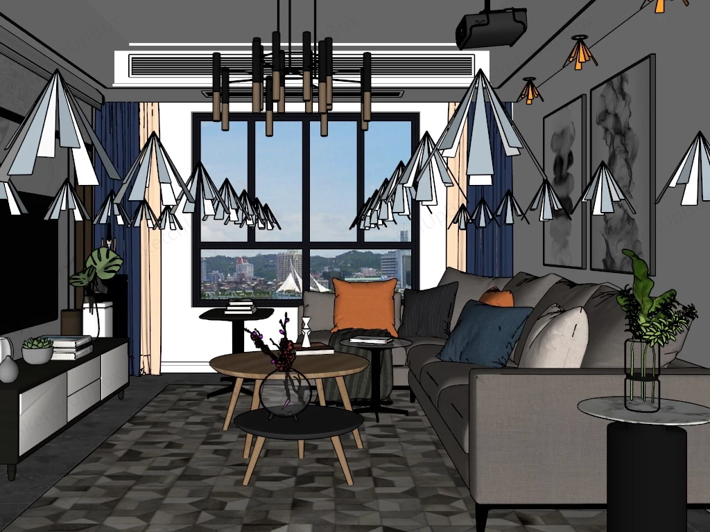 Small Space Living Room sketchup model preview - SketchupBox