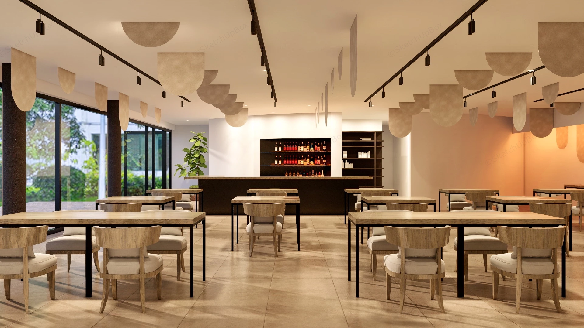 Simple Restaurant Design sketchup model preview - SketchupBox