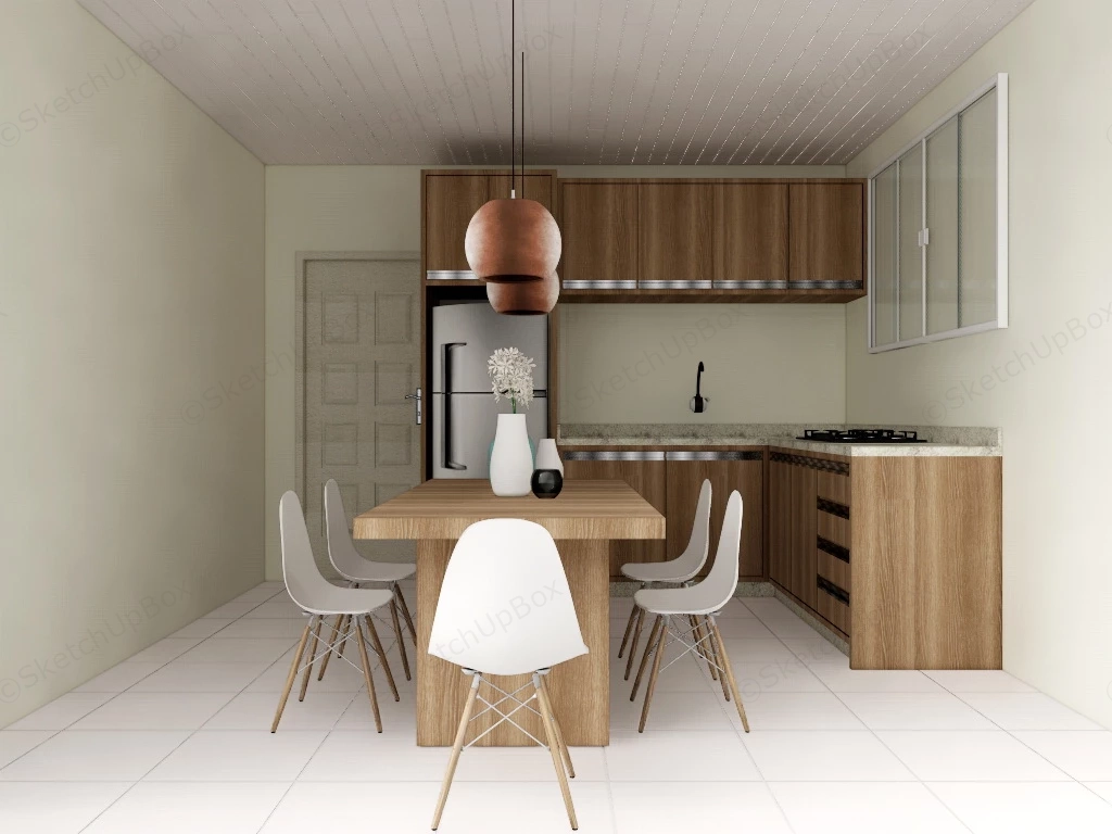 Small Kitchen With Dining Table sketchup model preview - SketchupBox