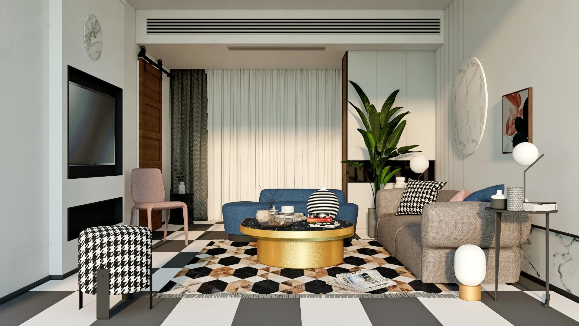 Small Living Room Idea sketchup model preview - SketchupBox