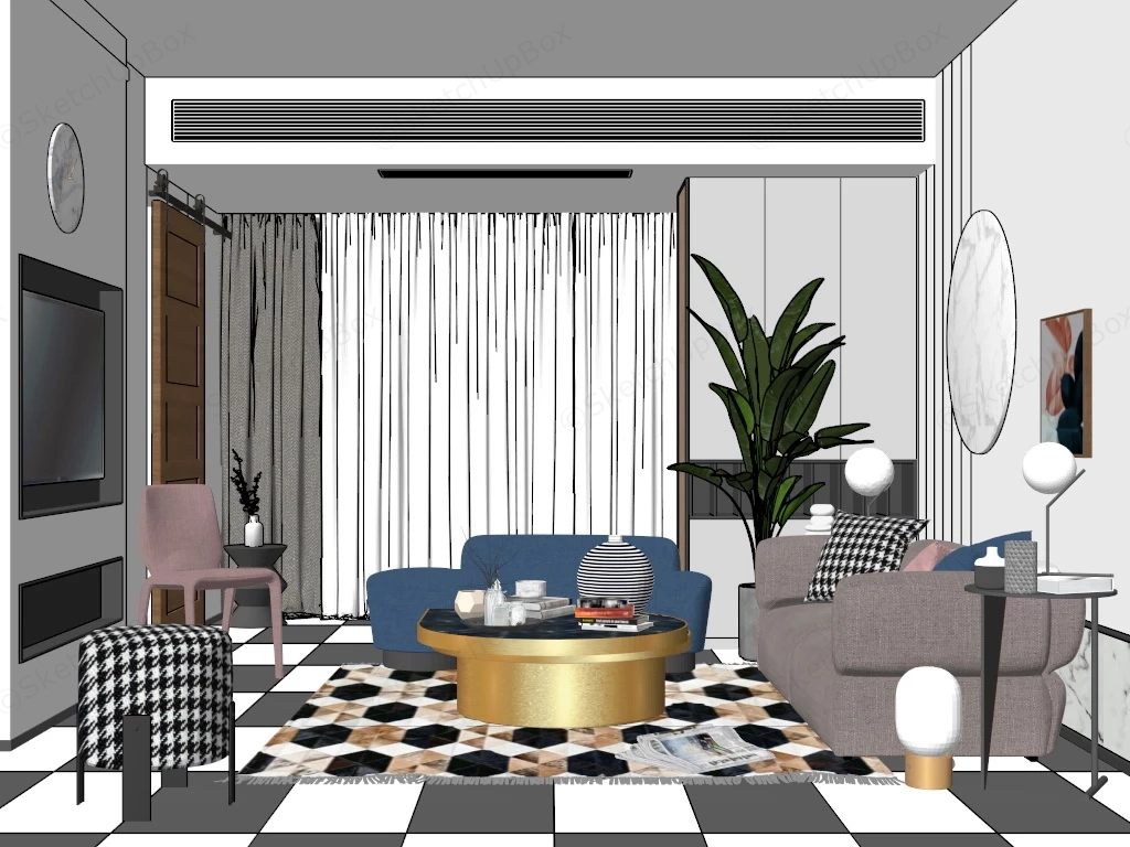 Small Living Room Idea sketchup model preview - SketchupBox