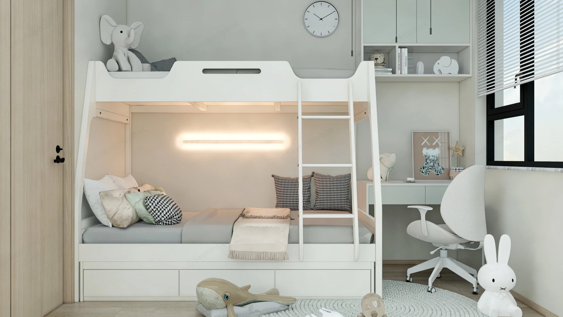 Bunk Bed Kids Room sketchup model preview - SketchupBox