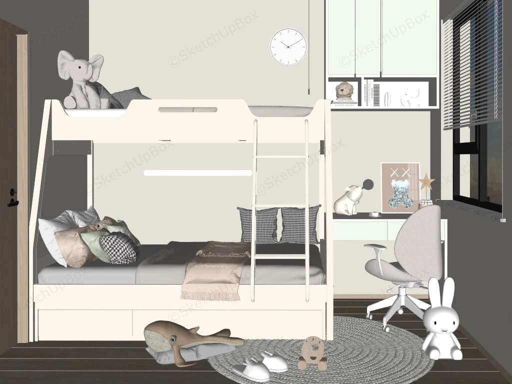 Bunk Bed Kids Room sketchup model preview - SketchupBox