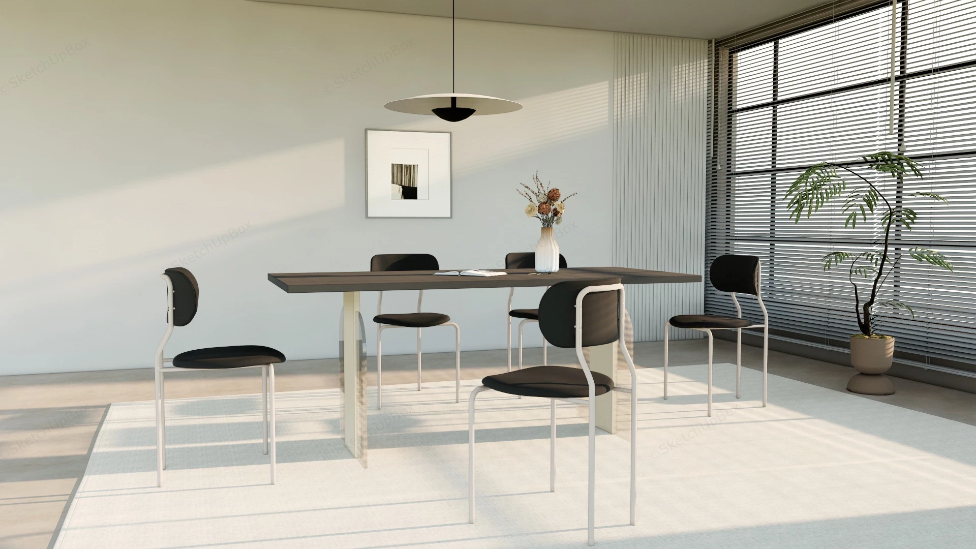 6 Piece Modern Dining Room Set sketchup model preview - SketchupBox