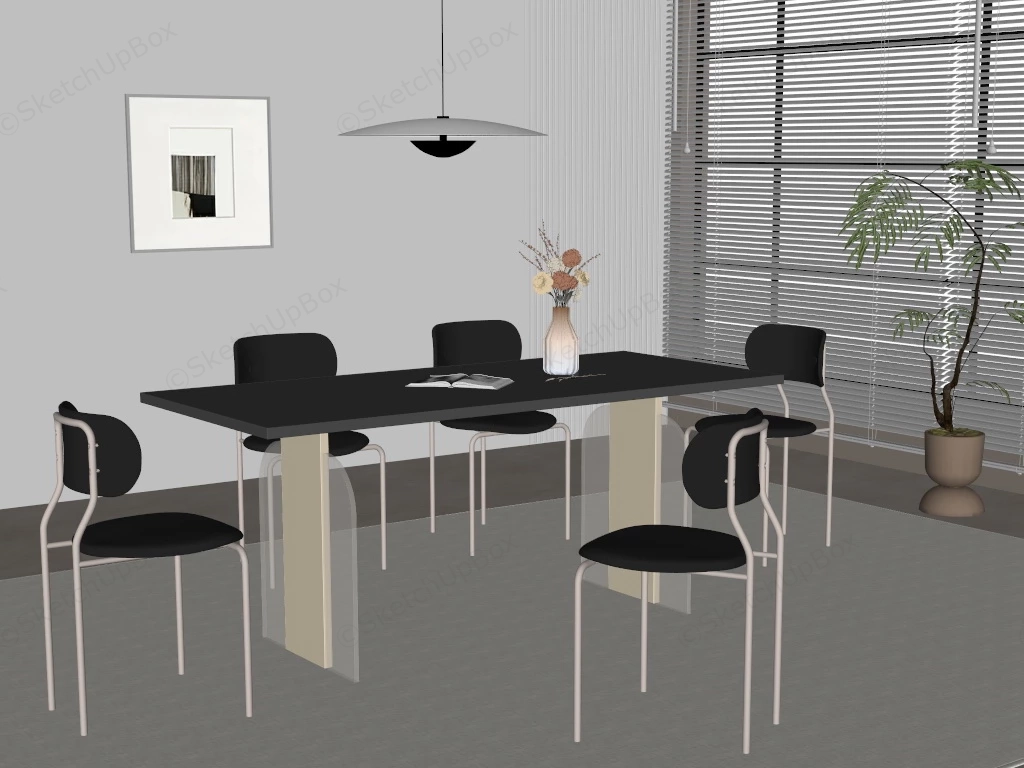 6 Piece Modern Dining Room Set sketchup model preview - SketchupBox