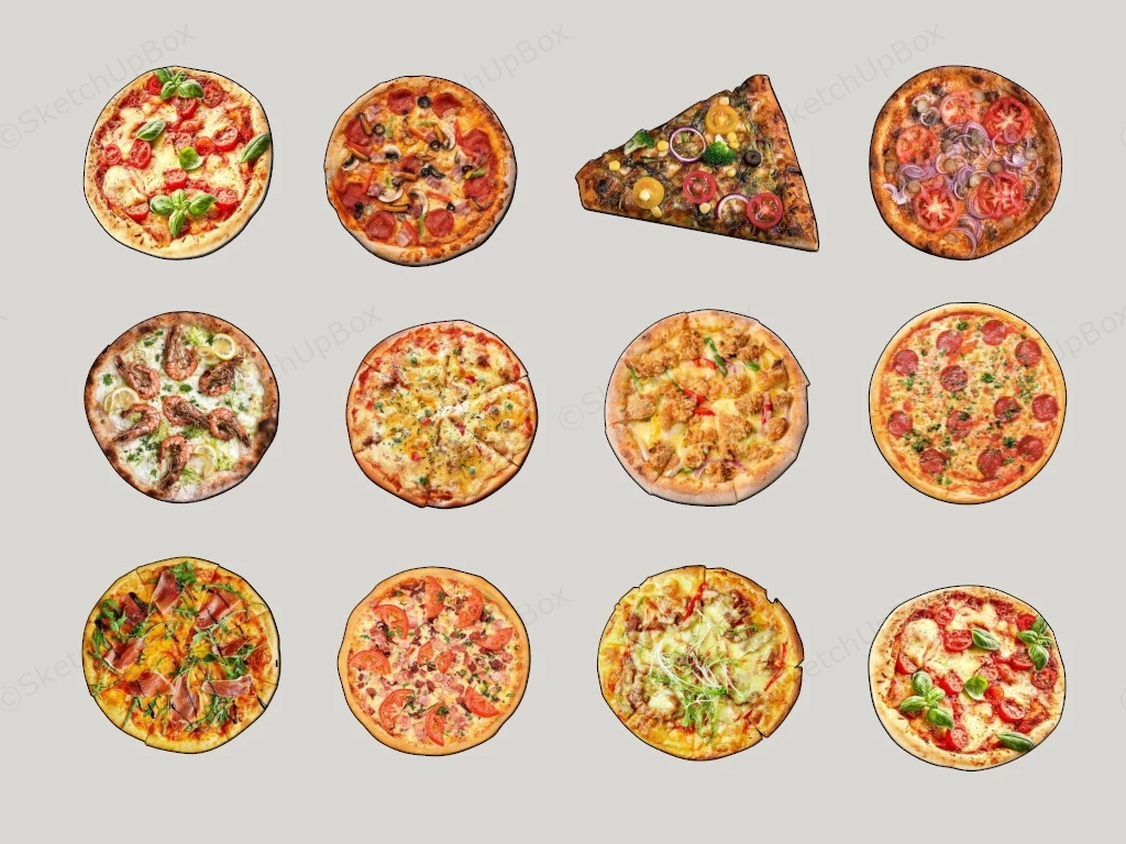 Different Types Pizzas sketchup model preview - SketchupBox