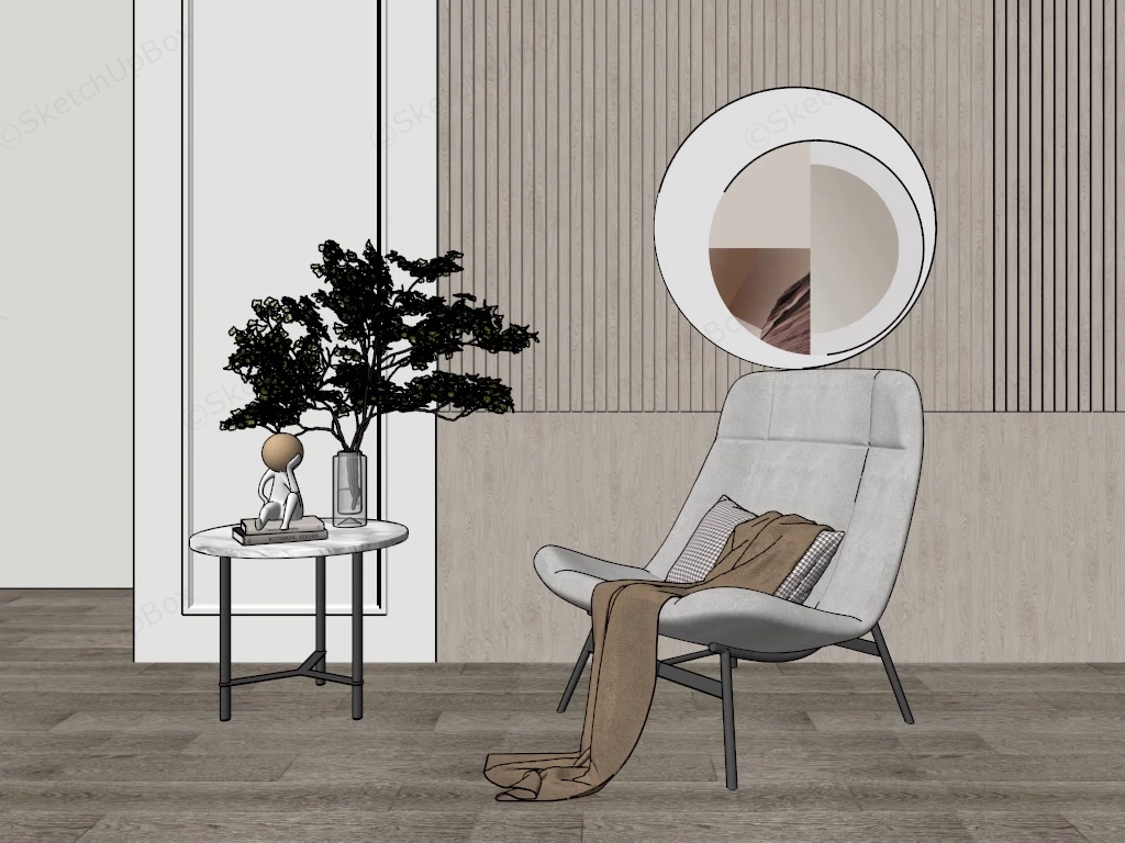 Living Room Lounge Chair And Table Set sketchup model preview - SketchupBox