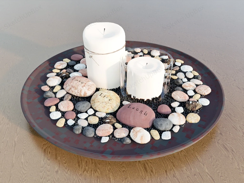 Cobblestone Decorative Tray Candle Holder sketchup model preview - SketchupBox