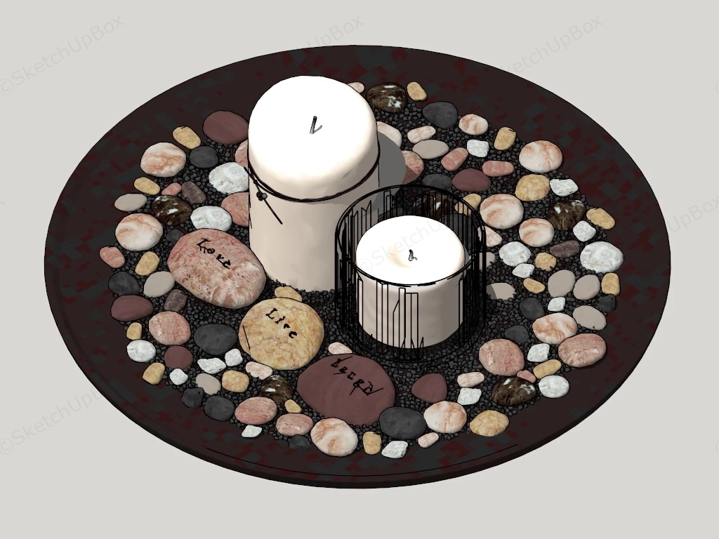 Cobblestone Decorative Tray Candle Holder sketchup model preview - SketchupBox