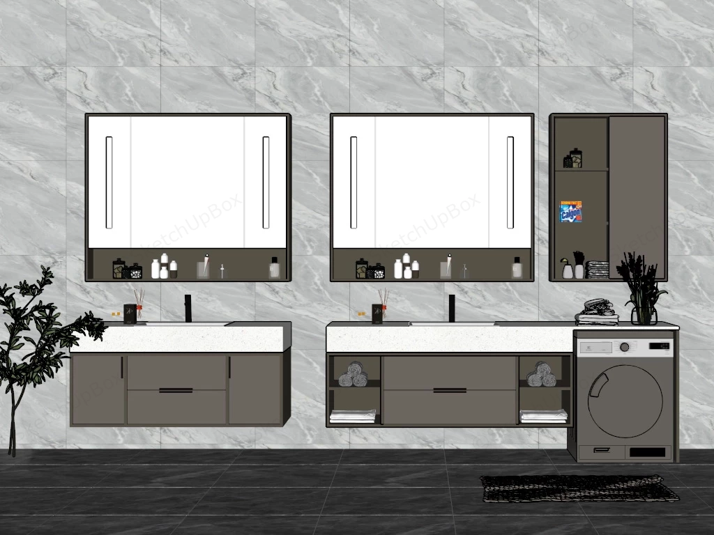 Luxury Bathroom Vanity Units sketchup model preview - SketchupBox