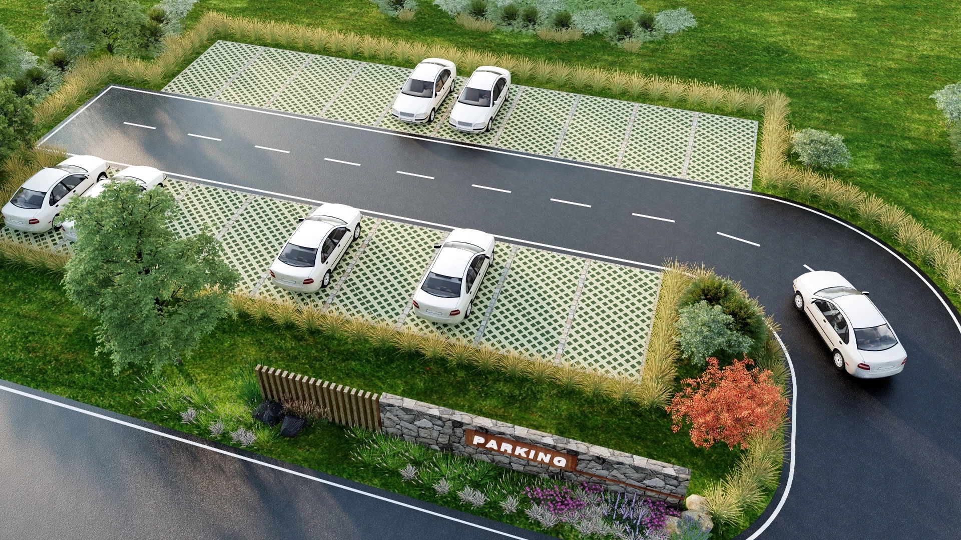 Parking Lot Landscape Design sketchup model preview - SketchupBox