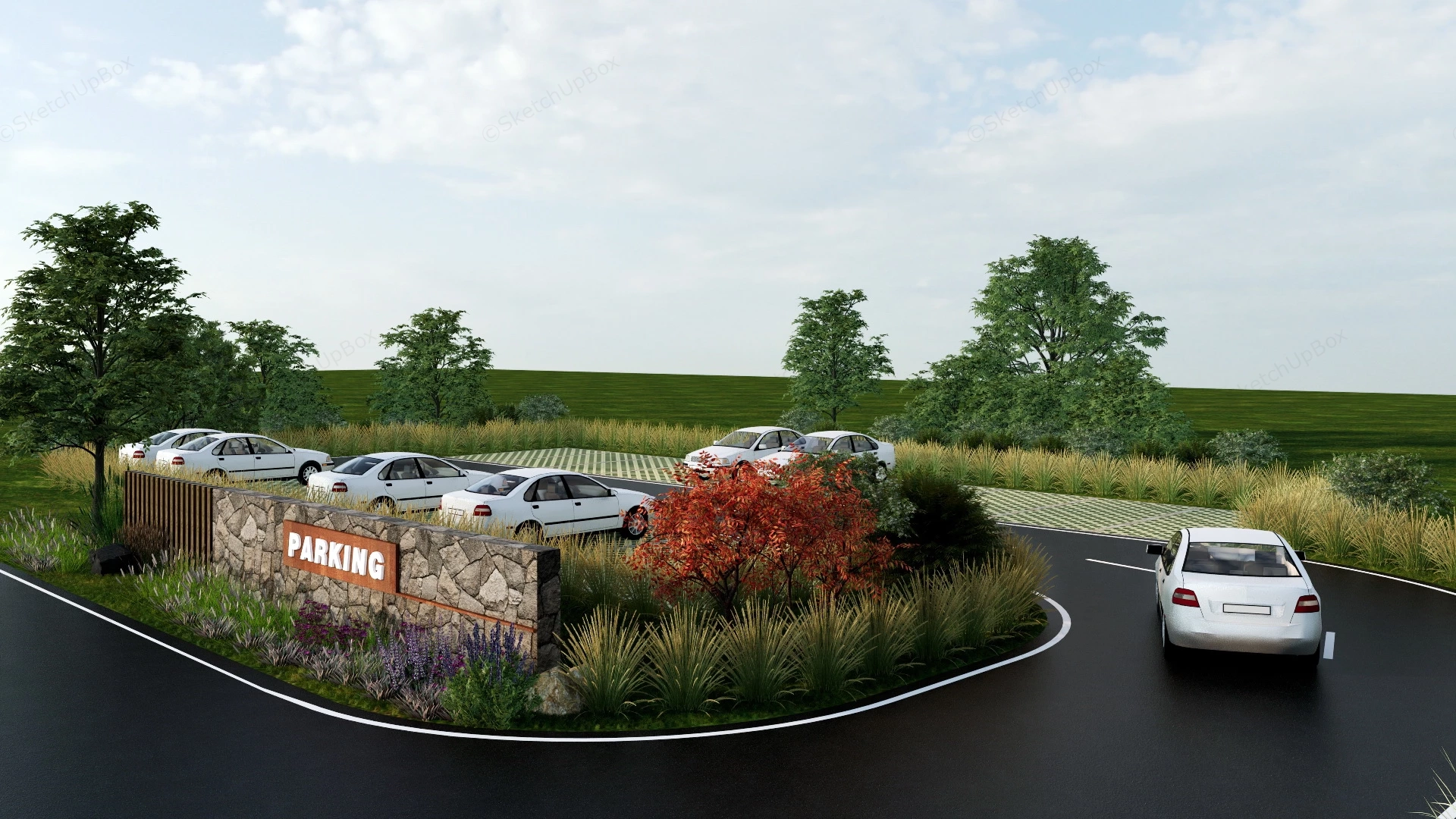 Parking Lot Landscape Design sketchup model preview - SketchupBox