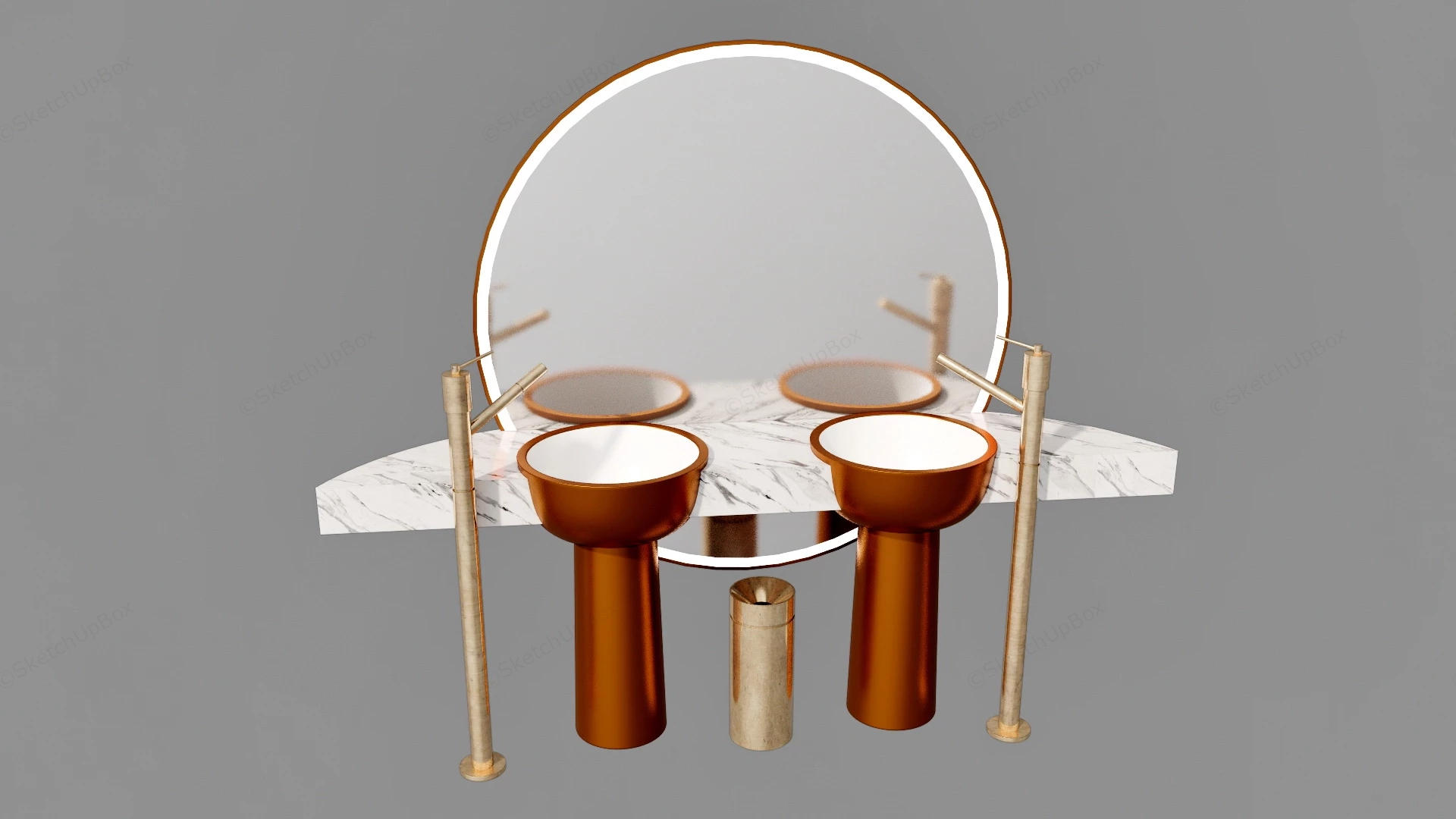 Brass And Marble Wash Basins sketchup model preview - SketchupBox