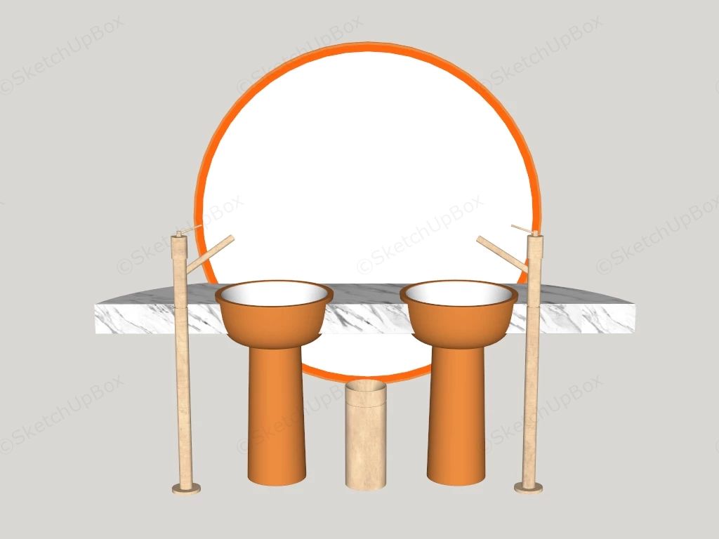 Brass And Marble Wash Basins sketchup model preview - SketchupBox