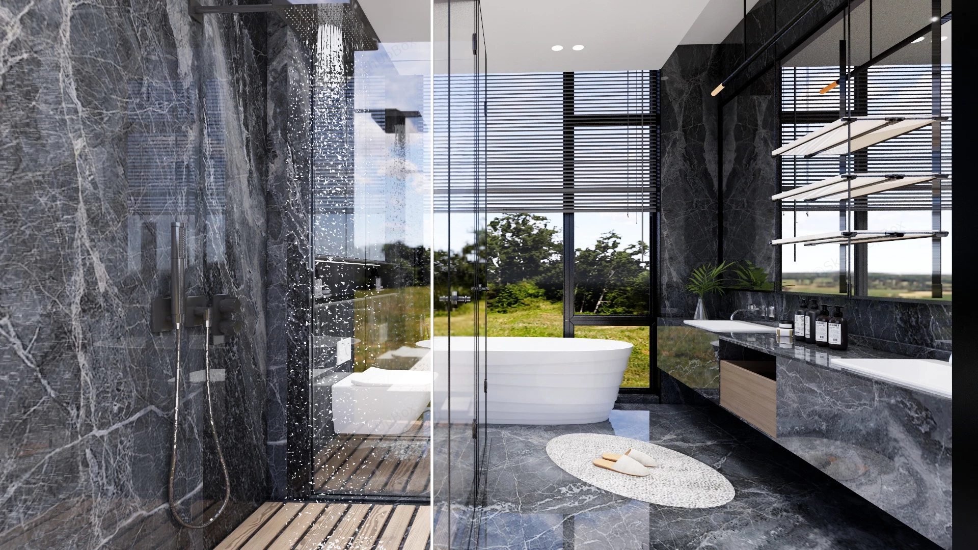 Grey Bathroom Design Idea sketchup model preview - SketchupBox