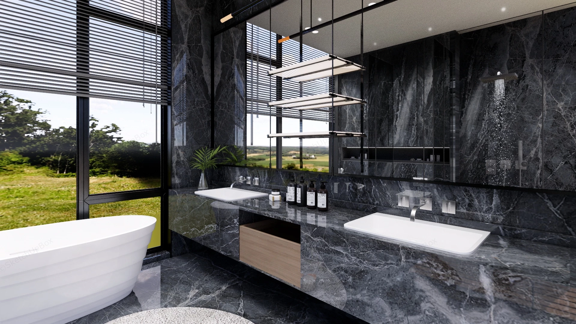 Grey Bathroom Design Idea sketchup model preview - SketchupBox