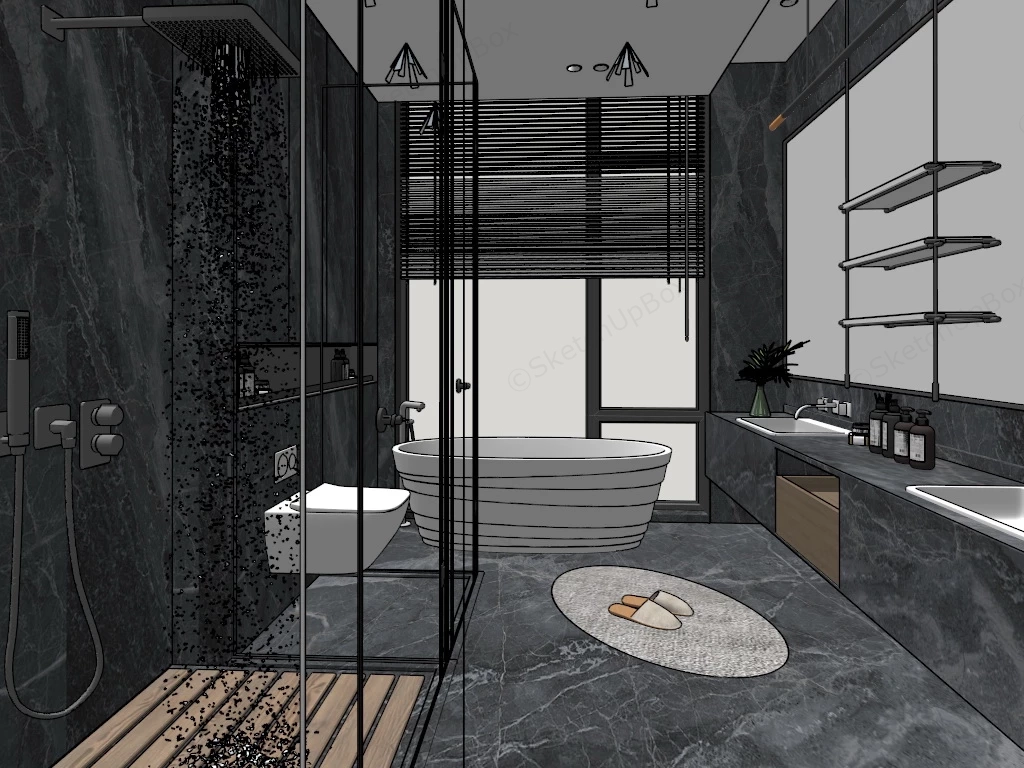 Grey Bathroom Design Idea sketchup model preview - SketchupBox