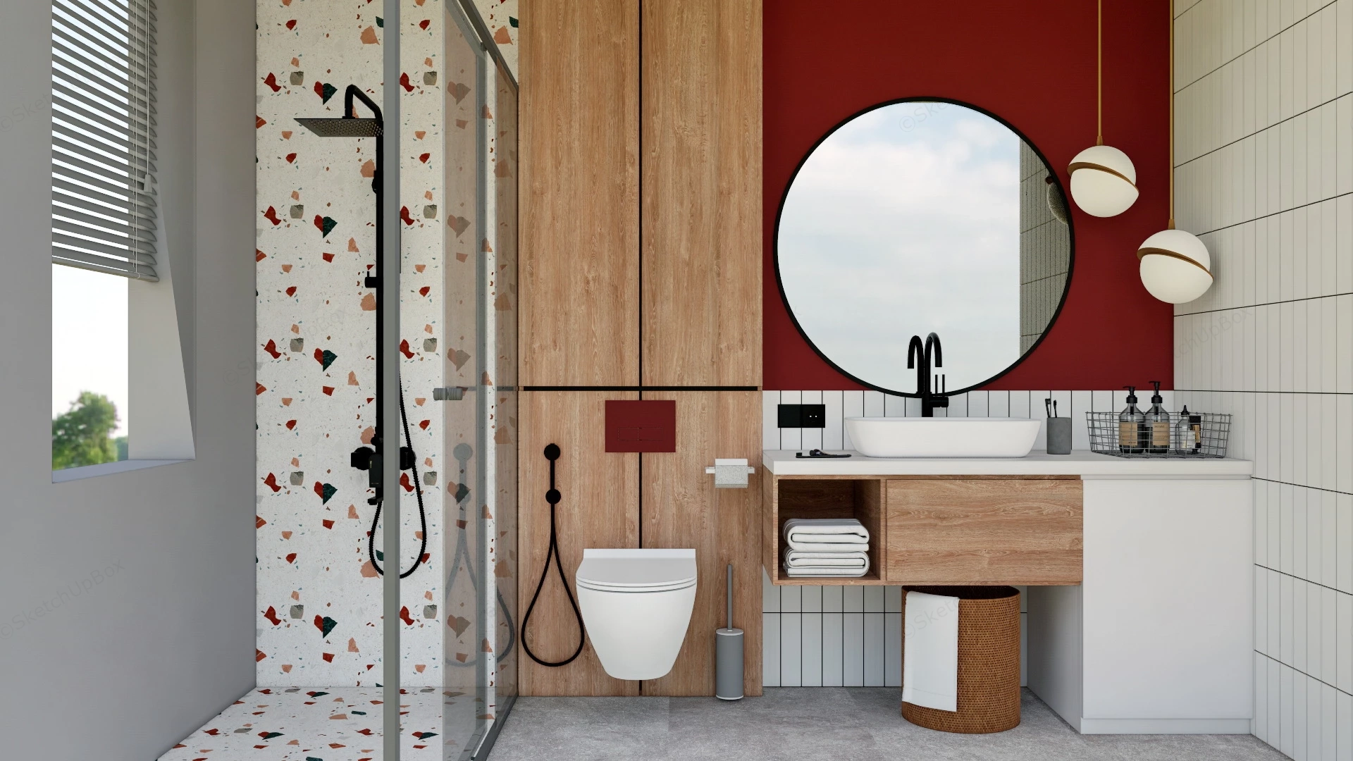 Small Bathroom With Shower sketchup model preview - SketchupBox