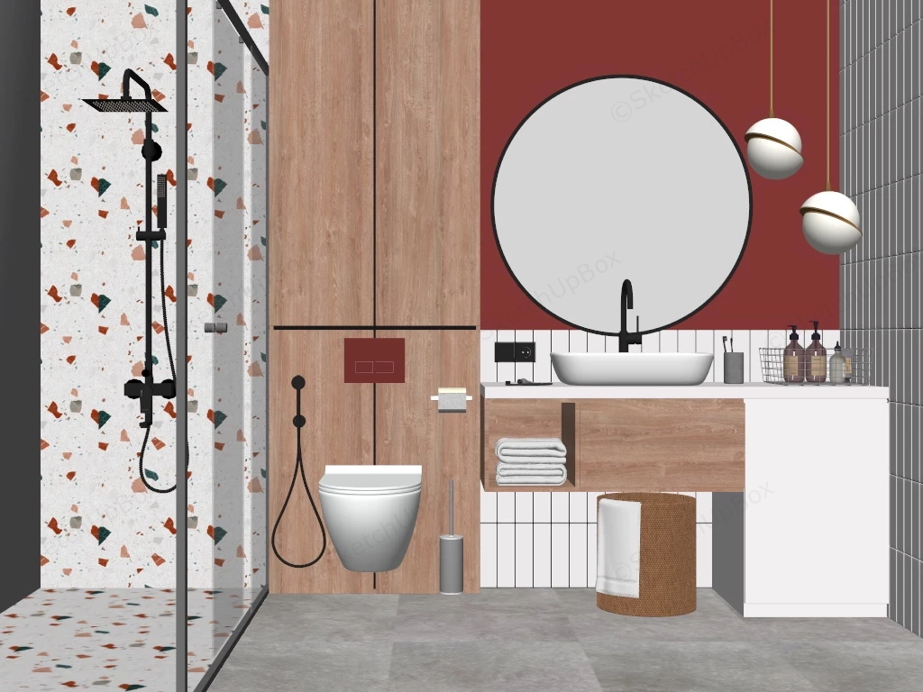 Small Bathroom With Shower sketchup model preview - SketchupBox