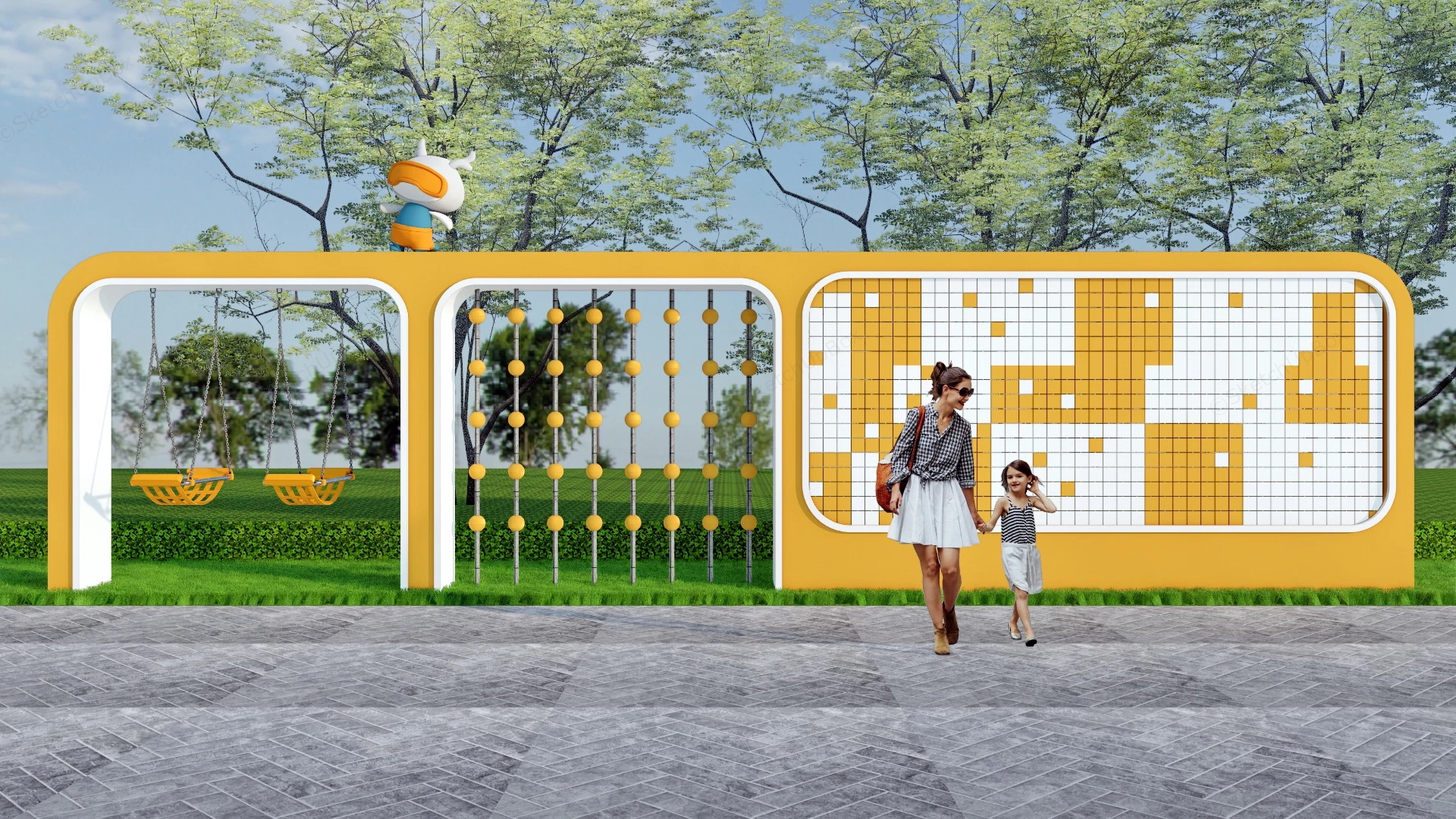 Interactive Play Wall sketchup model preview - SketchupBox