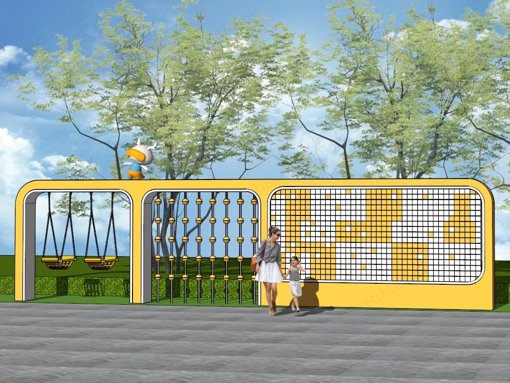 Interactive Play Wall sketchup model preview - SketchupBox