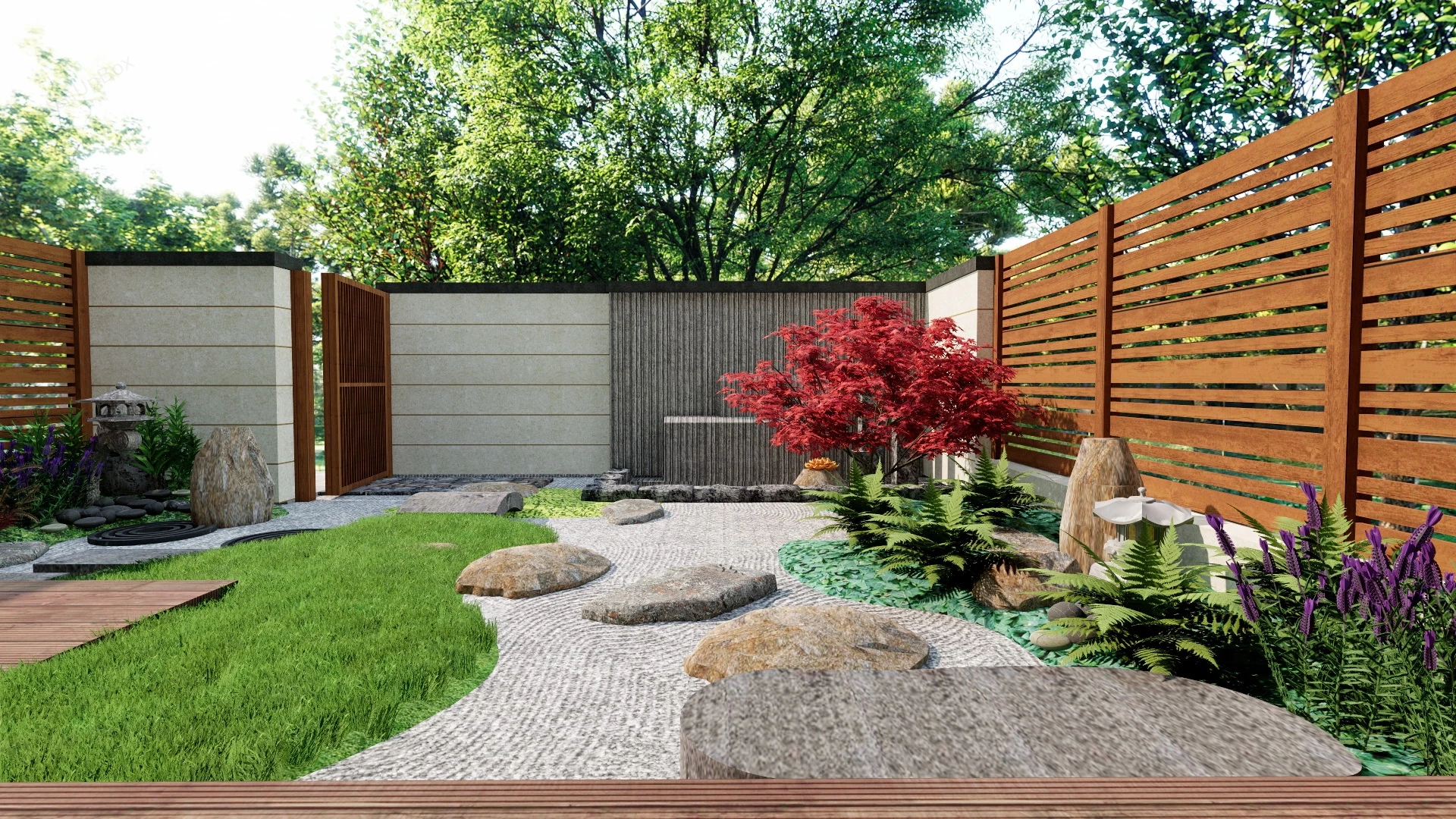 Small Backyard Zen Garden sketchup model preview - SketchupBox