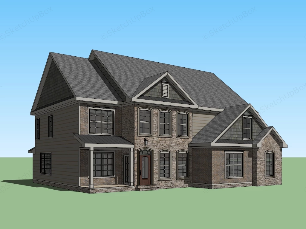 Old Craftsman Style House sketchup model preview - SketchupBox
