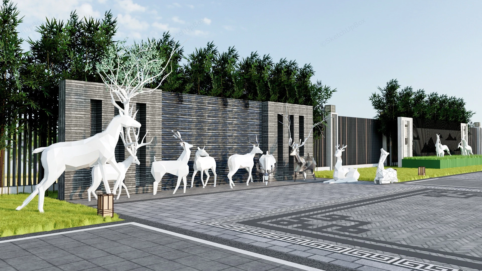 Garden Deer Sculptures sketchup model preview - SketchupBox