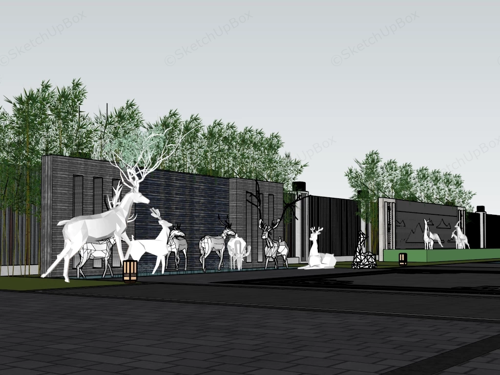 Garden Deer Sculptures sketchup model preview - SketchupBox