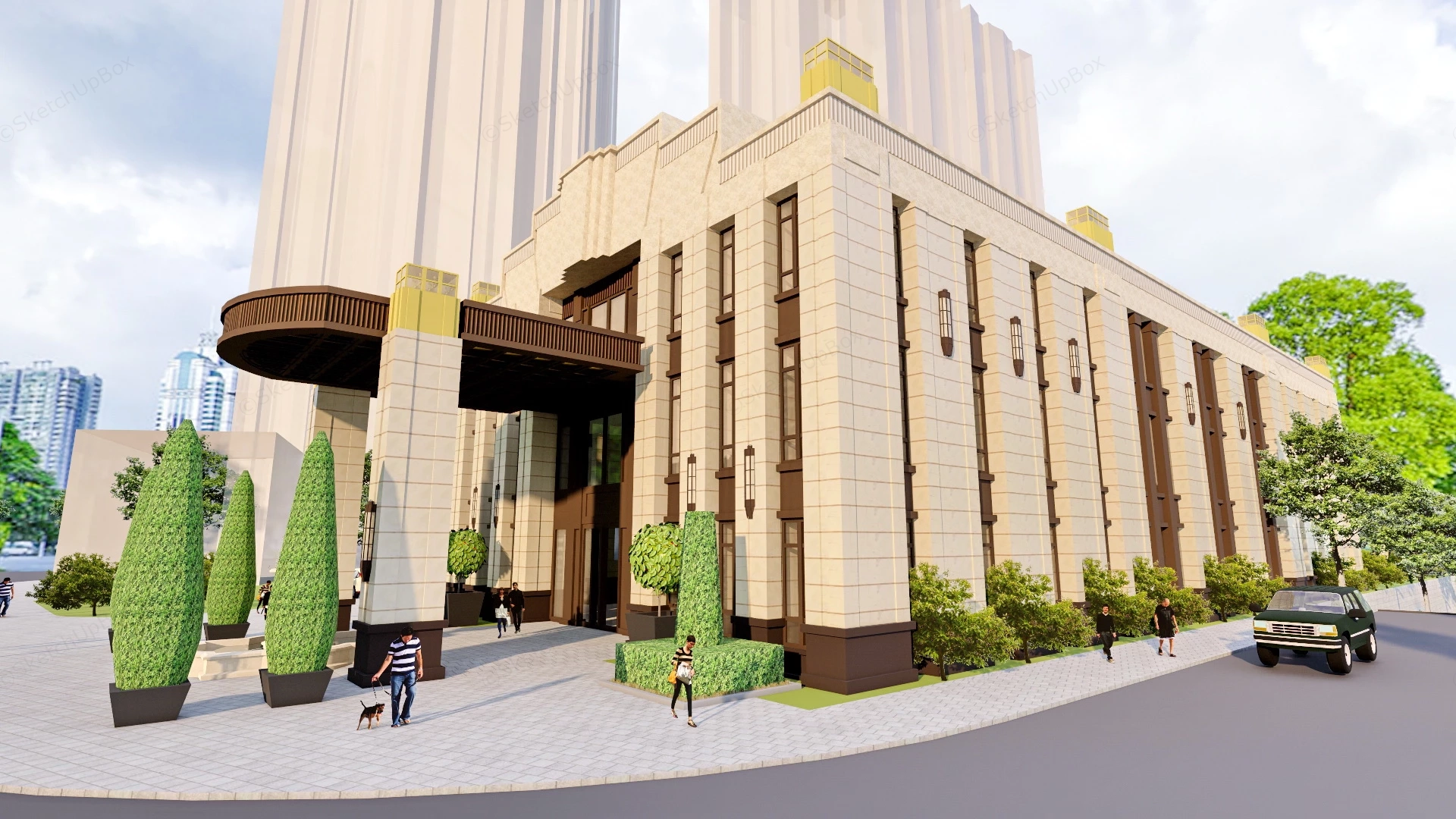 Art Deco Clubhouse Building sketchup model preview - SketchupBox