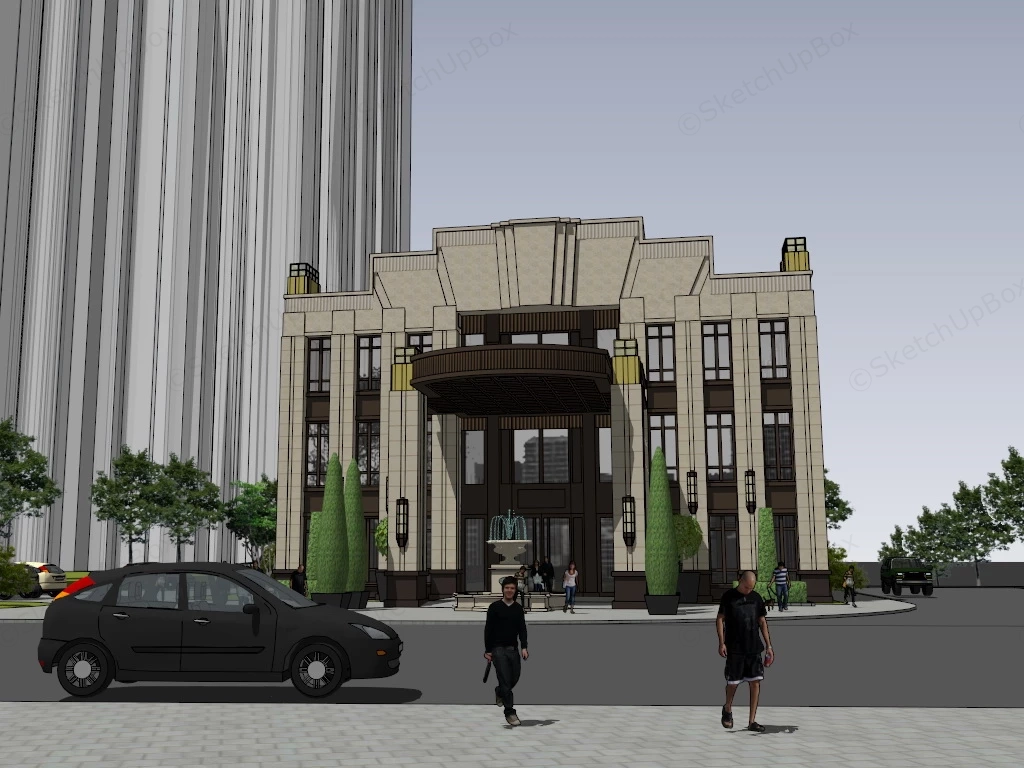 Art Deco Clubhouse Building sketchup model preview - SketchupBox