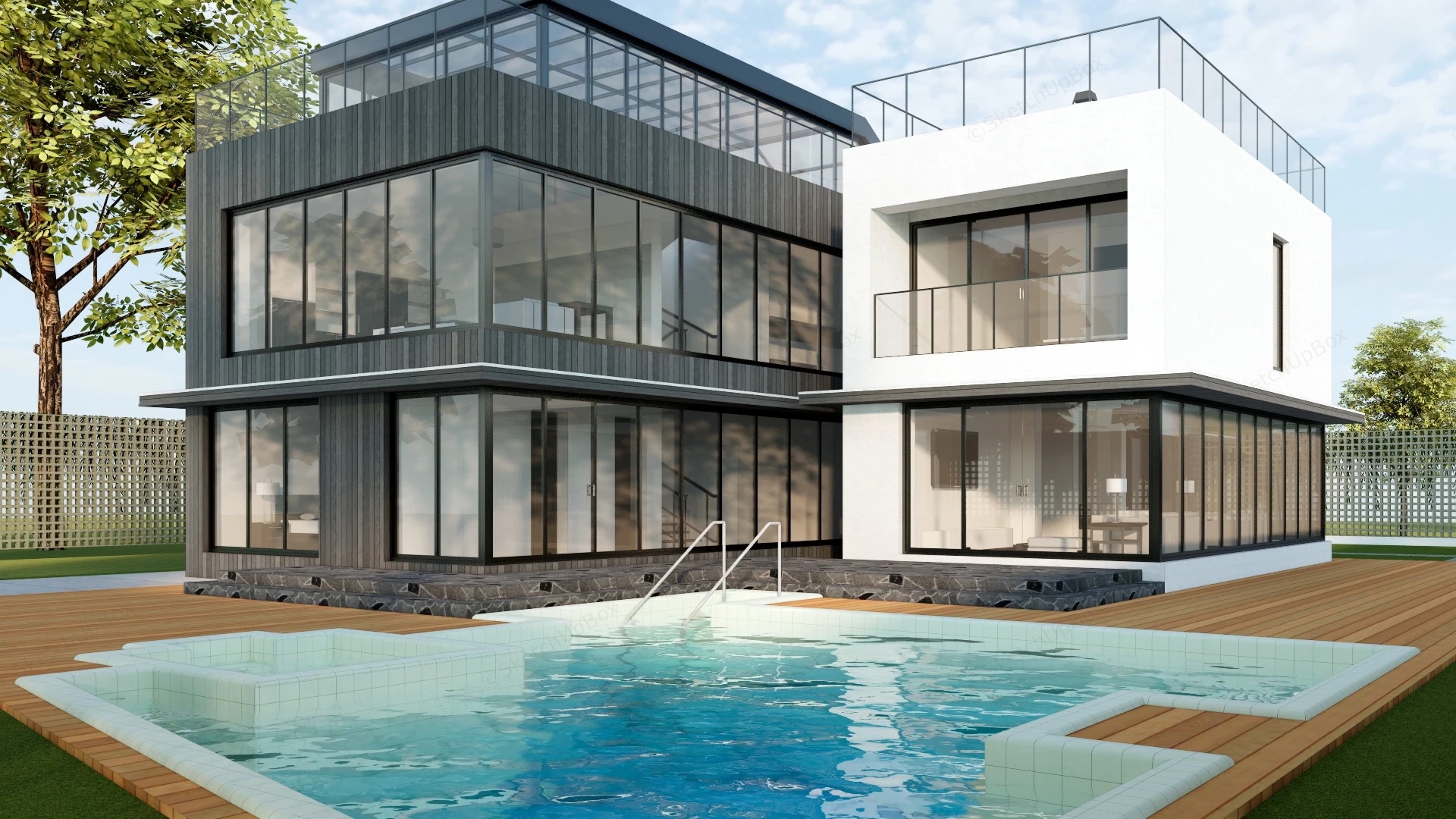 Modern Villa Home Design sketchup model preview - SketchupBox