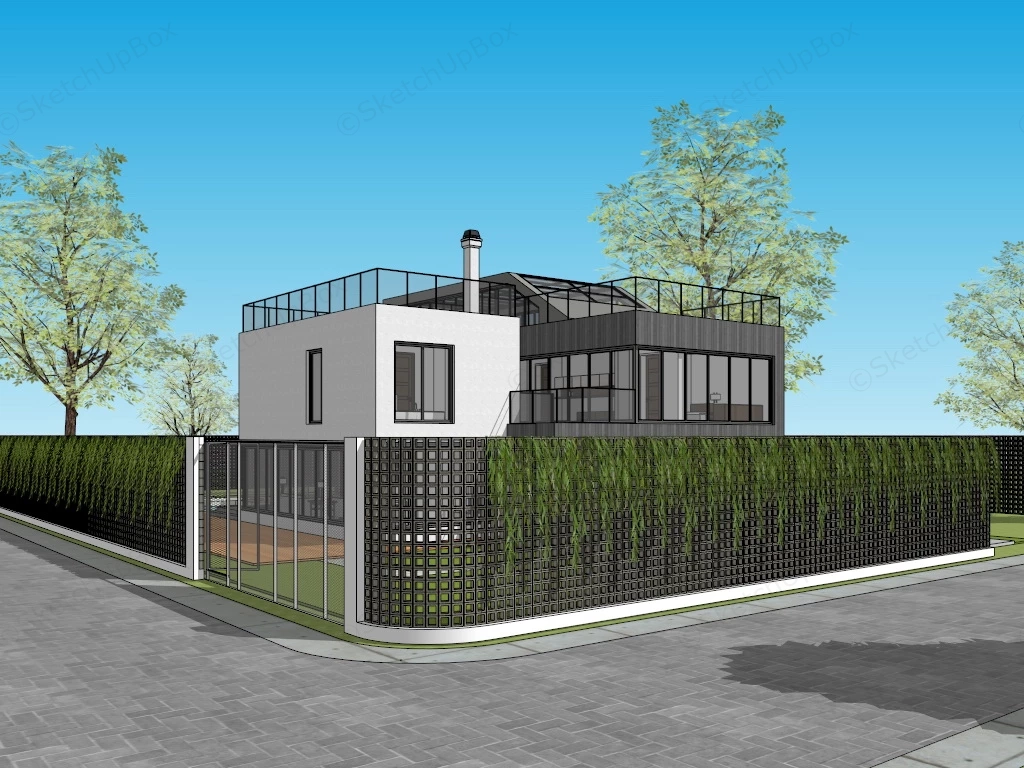Modern Villa Home Design sketchup model preview - SketchupBox