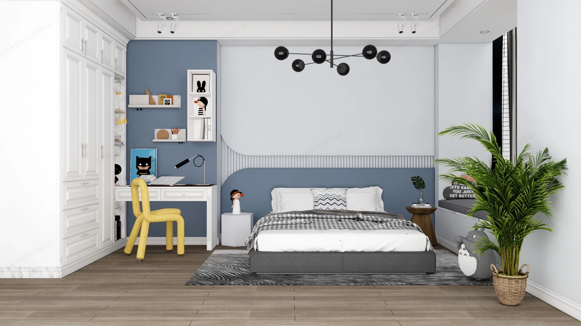 Teenage Boy Bedroom Design sketchup model preview - SketchupBox