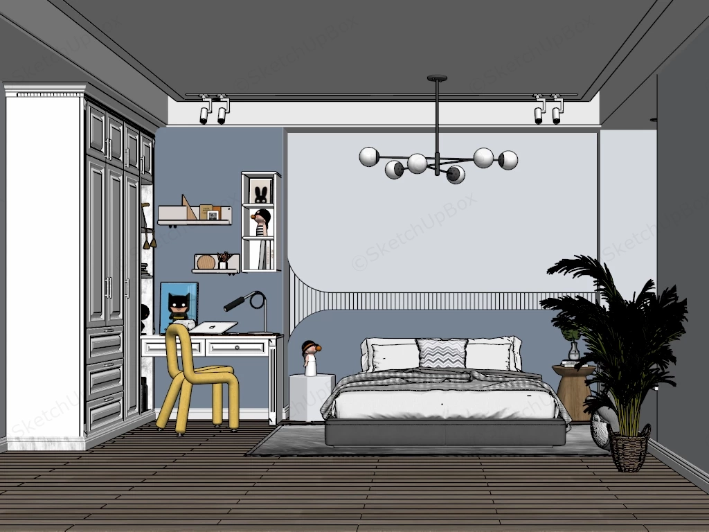 Teenage Boy Bedroom Design sketchup model preview - SketchupBox