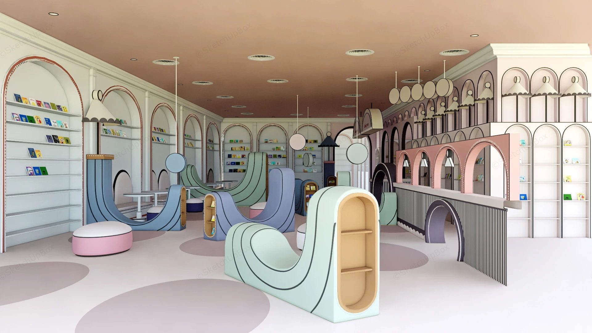 Children's Library Interior Design sketchup model preview - SketchupBox