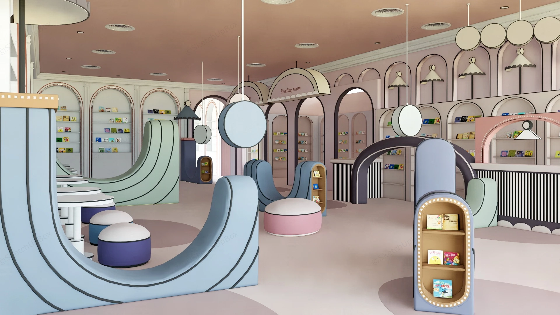 Children's Library Interior Design sketchup model preview - SketchupBox