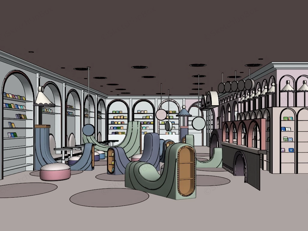 Children's Library Interior Design sketchup model preview - SketchupBox