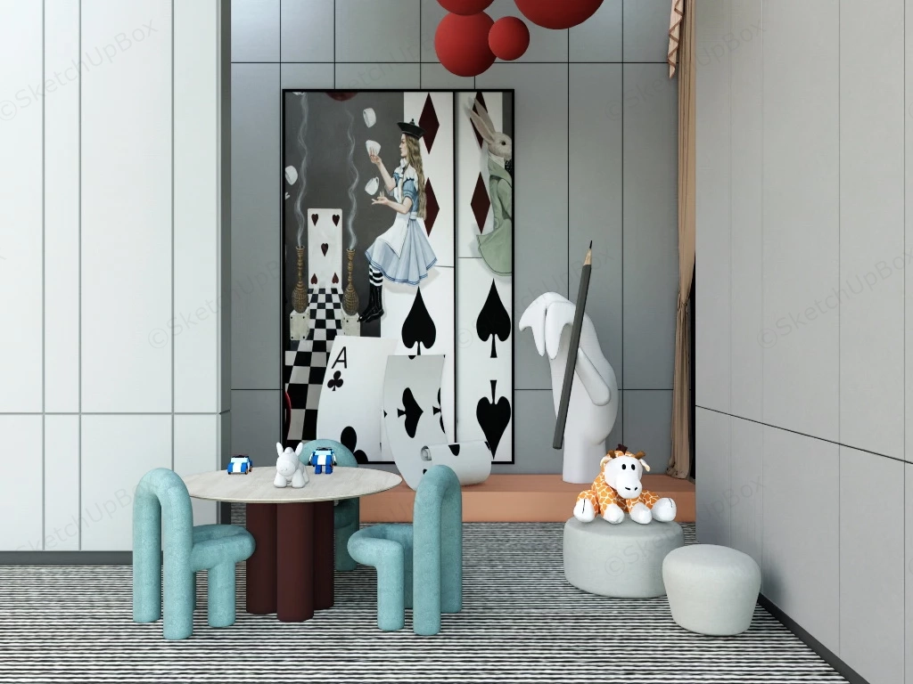 Kids Play Table And Chairs sketchup model preview - SketchupBox