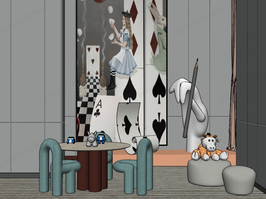 Kids Play Table And Chairs sketchup model preview - SketchupBox