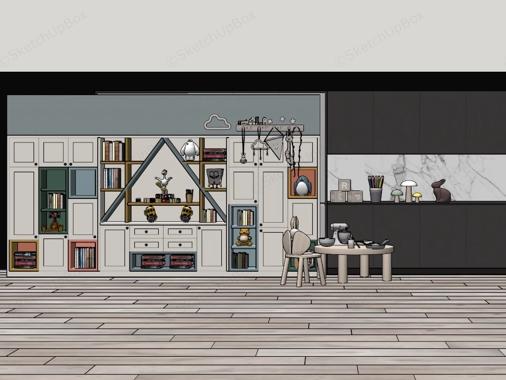 Kids Playroom Storage Ideas sketchup model preview - SketchupBox