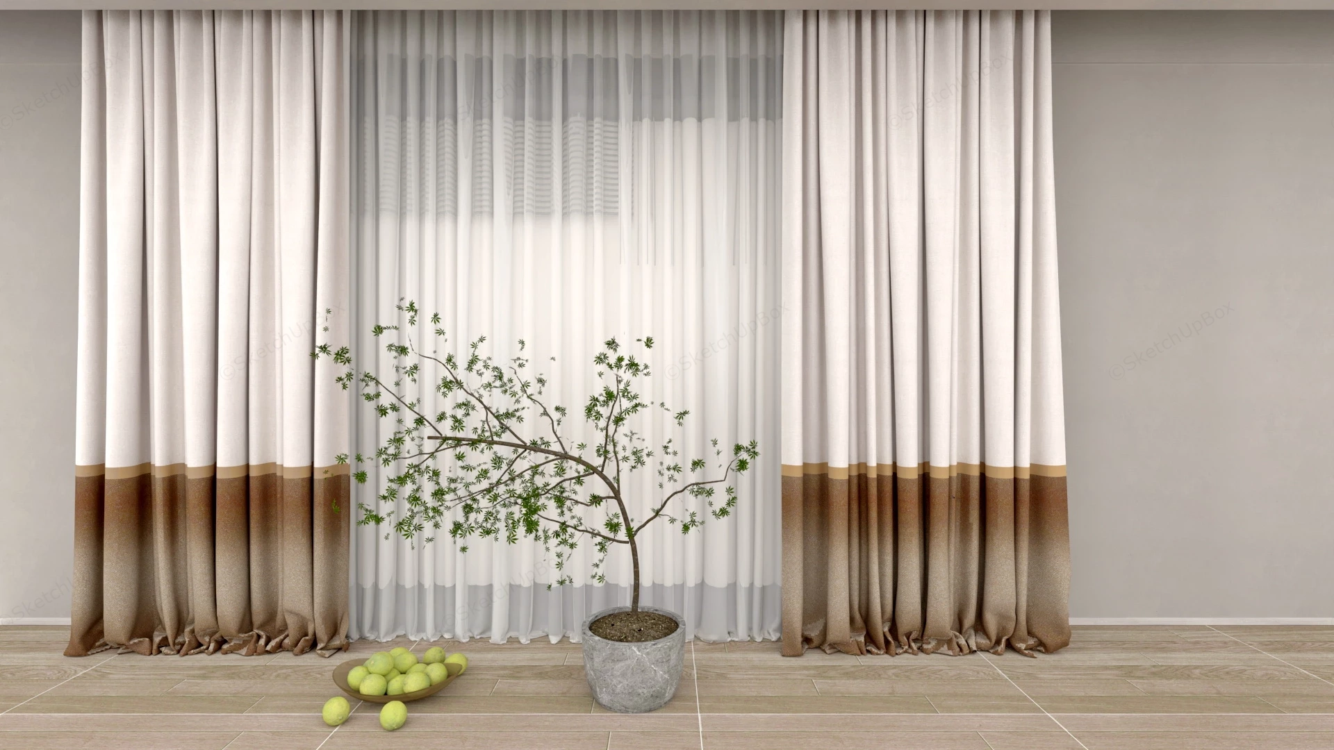 Modern Curtain Design For Living Room sketchup model preview - SketchupBox