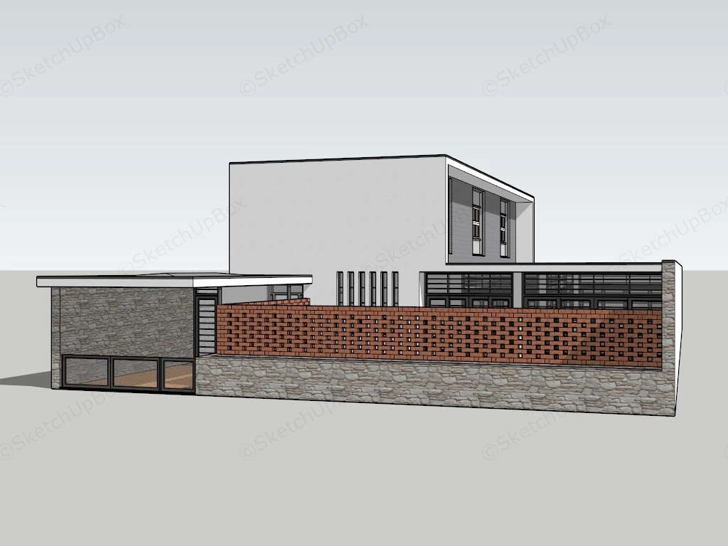 Two Story Prairie Style House sketchup model preview - SketchupBox