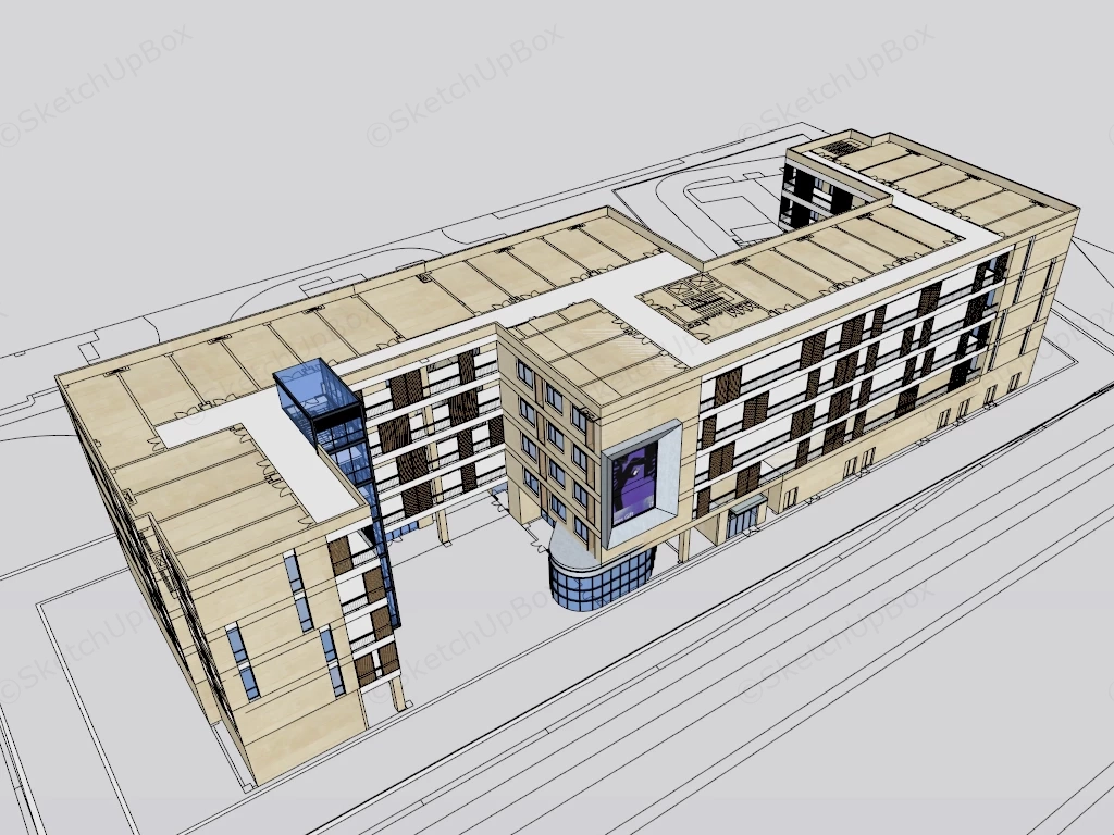 Shopping Center With Retail Outlets sketchup model preview - SketchupBox
