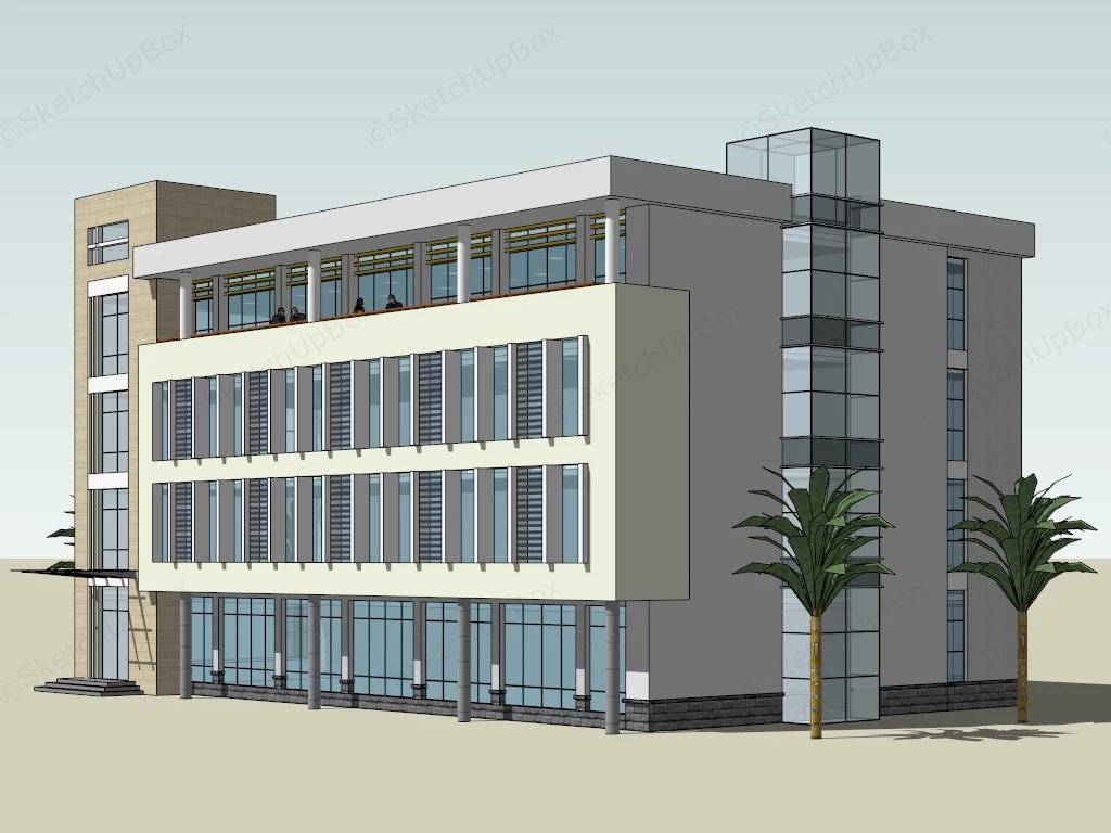 4 Storey Office Building Design sketchup model preview - SketchupBox