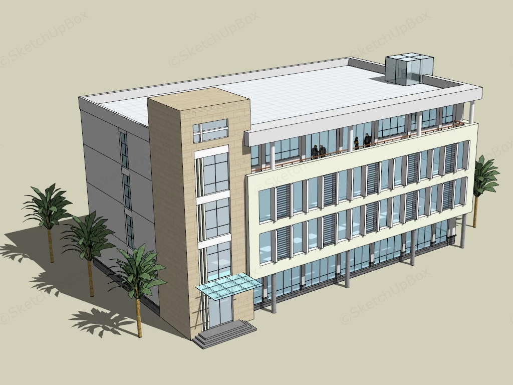 4 Storey Office Building Design sketchup model preview - SketchupBox