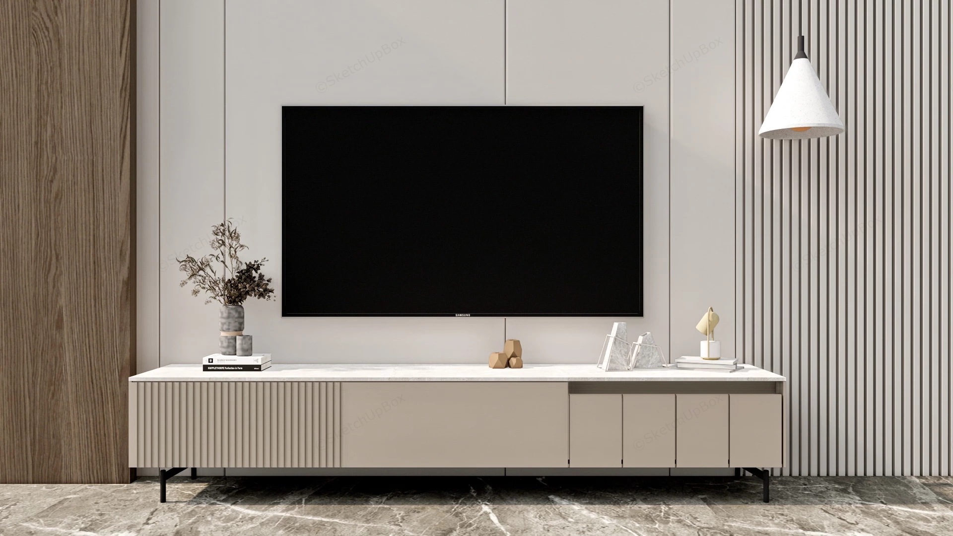 Contemporary TV Stand Living Room sketchup model preview - SketchupBox