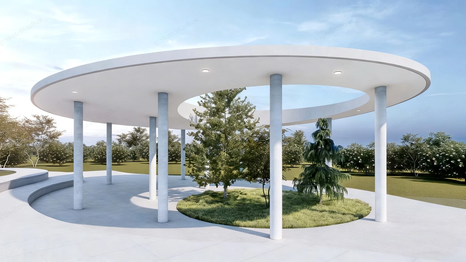 Oval Shape Pergola Design sketchup model preview - SketchupBox